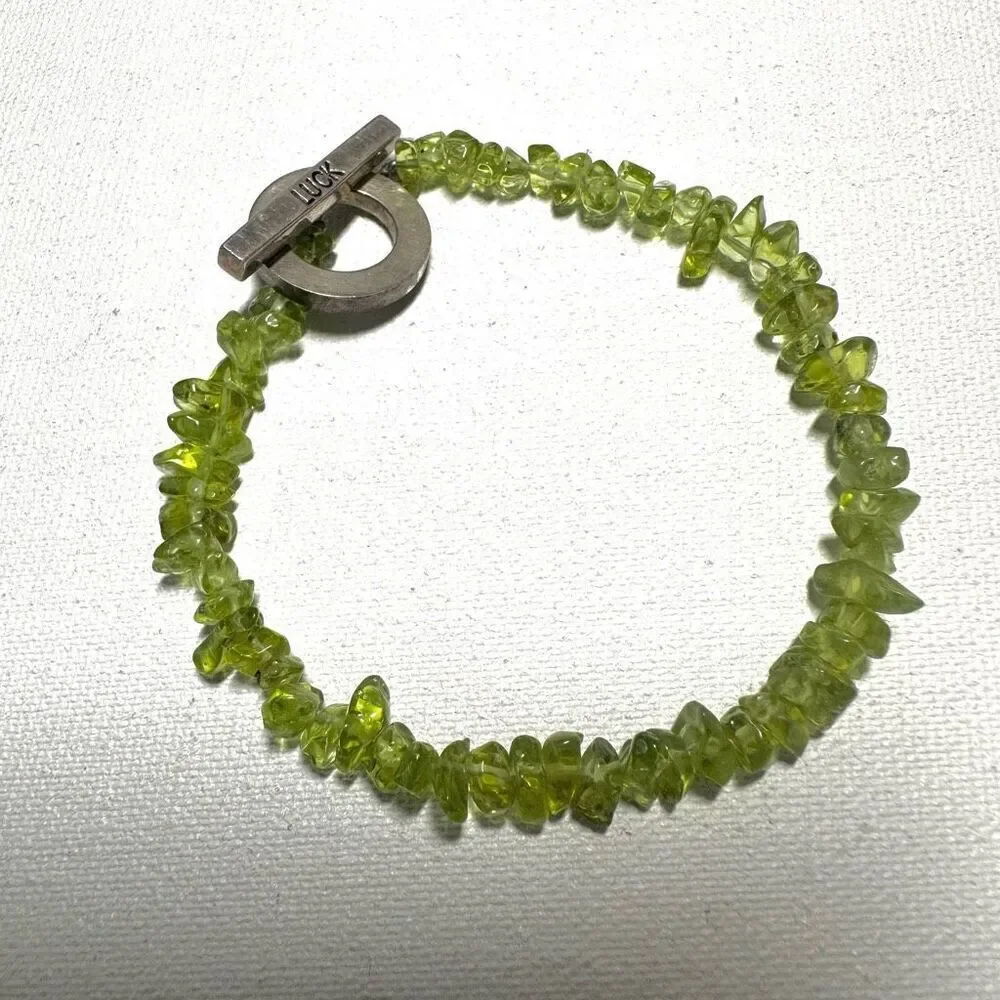 Peridot sterling silver luck toggle bracelet